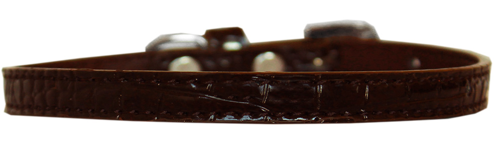 Omaha Plain Croc Dog Collar Chocolate Size 10